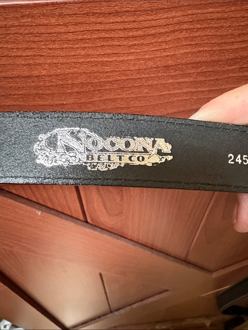 Nocona Black Leather Belt with Silver Logo Stamp